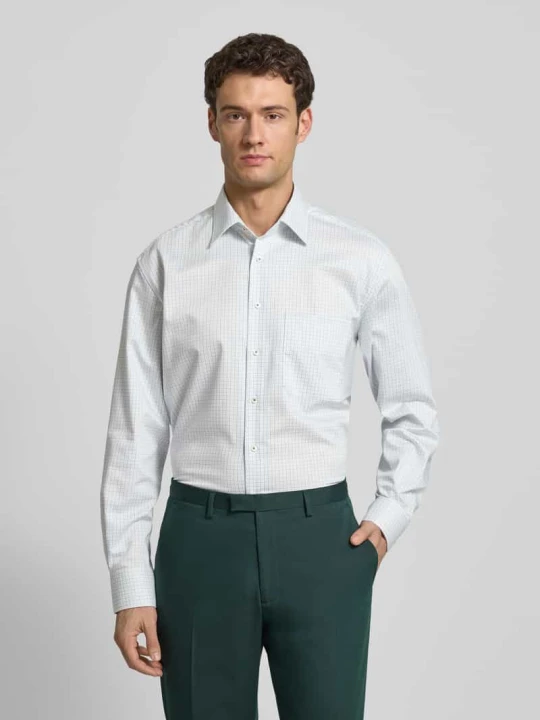 Zdjęcie produktu Koszula biznesowa o kroju comfort fit z bawełny z kołnierzykiem typu kent Eterna Zielony