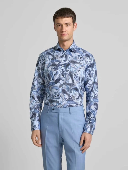 Zdjęcie produktu Koszula biznesowa o kroju modern fit z listwą guzikową Eterna Błękitny