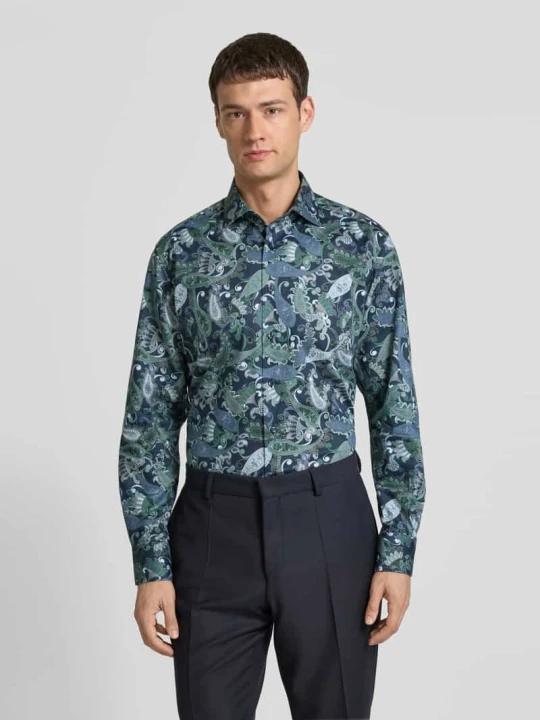 Zdjęcie produktu Koszula biznesowa o kroju modern fit z listwą guzikową Eterna Zielony
