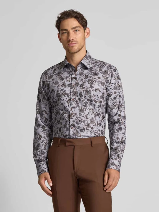 Zdjęcie produktu Koszula biznesowa o kroju modern fit z listwą guzikową Eterna Srebrny
