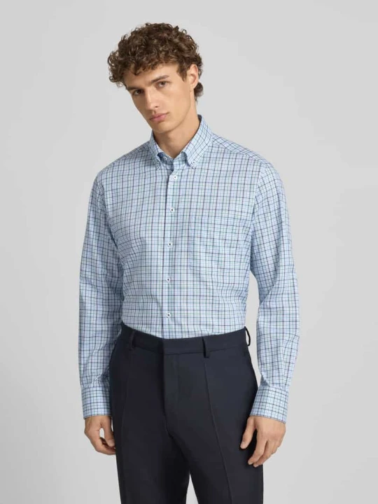 Zdjęcie produktu Koszula biznesowa o kroju regular fit z bawełny z kołnierzykiem typu button down Eterna Zielony