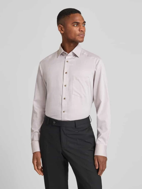 Zdjęcie produktu Koszula biznesowa o kroju regular fit z bawełny z kołnierzykiem typu kent Olymp Piaskowy