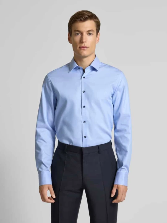 Zdjęcie produktu Koszula biznesowa o kroju regular fit z czystej bawełny model ‘Kent’ Eterna Błękitny