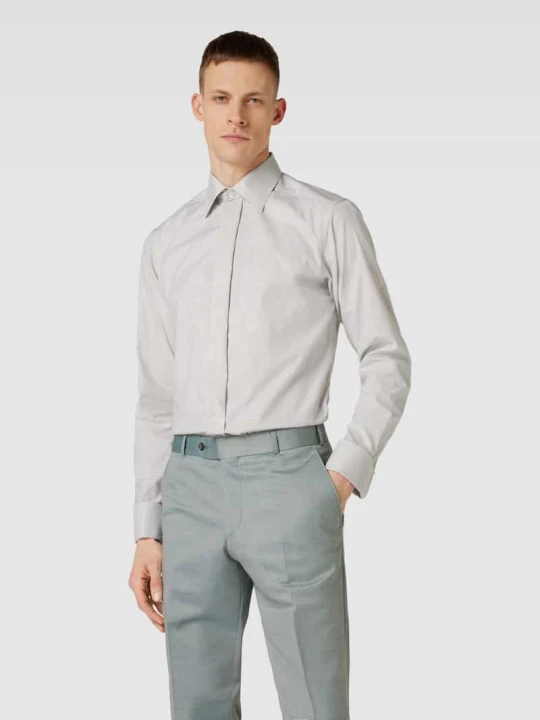 Zdjęcie produktu Koszula smokingowa o kroju slim fit z wysokiej jakości bawełny model ‘FLORAL JACQUARD’ Eton Jasnoszary