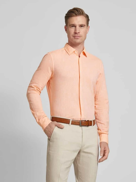 Zdjęcie produktu Koszula biznesowa o kroju slim fit z mieszanki lnu i bawełny JOOP! Morelowy