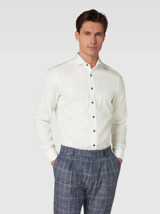 Zdjęcie produktu Koszula biznesowa o kroju slim fit z jednolitą fakturą Eterna Złamany biały