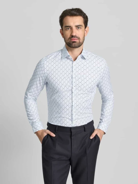 Zdjęcie produktu Koszula biznesowa o kroju slim fit z bawełny z kołnierzykiem typu kent Jake*s Biały