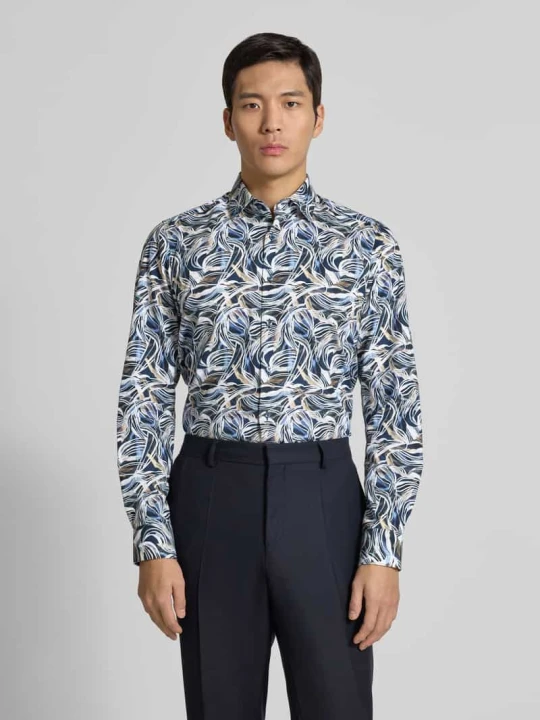 Zdjęcie produktu Koszula biznesowa o kroju slim fit z bawełny z kołnierzykiem typu kent OLYMP Level 5 Granatowy