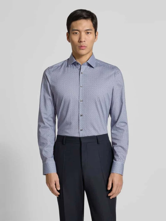 Zdjęcie produktu Koszula o kroju slim fit z bawełny z kołnierzykiem typu kent do biznesu OLYMP Level 5 Niebieski