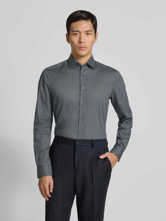Zdjęcie produktu Koszula o kroju slim fit z bawełny z kołnierzykiem typu kent do biznesu OLYMP Level 5 Oliwkowy