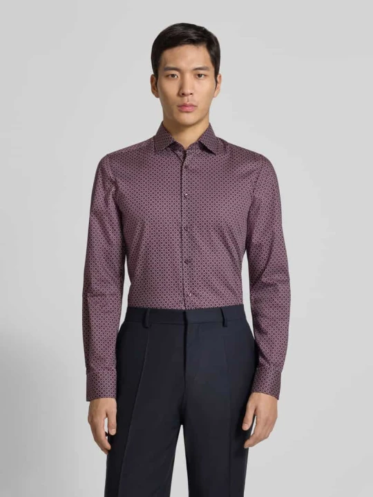 Zdjęcie produktu Koszula o kroju slim fit z bawełny z kołnierzykiem typu kent do biznesu OLYMP Level 5 Oberżynowy