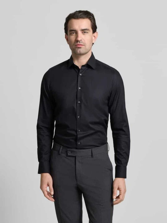 Zdjęcie produktu Koszula biznesowa o kroju slim fit z mieszanki bawełny z kołnierzykiem typu kent OLYMP Level 5 Antracytowy