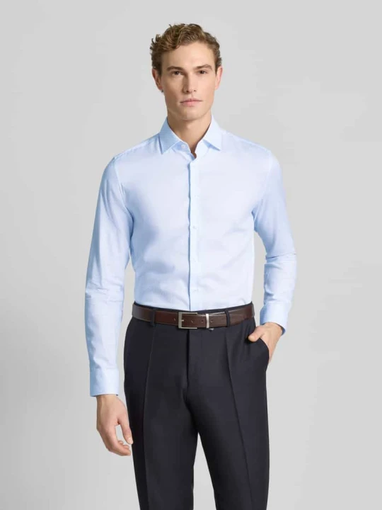 Zdjęcie produktu Koszula biznesowa o kroju slim fit z bawełny z kołnierzykiem typu kent Seidensticker Błękitny