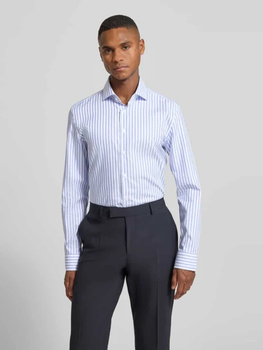 Zdjęcie produktu Koszula biznesowa o kroju slim fit z bawełny z kołnierzykiem typu kent Seidensticker Królewski niebieski
