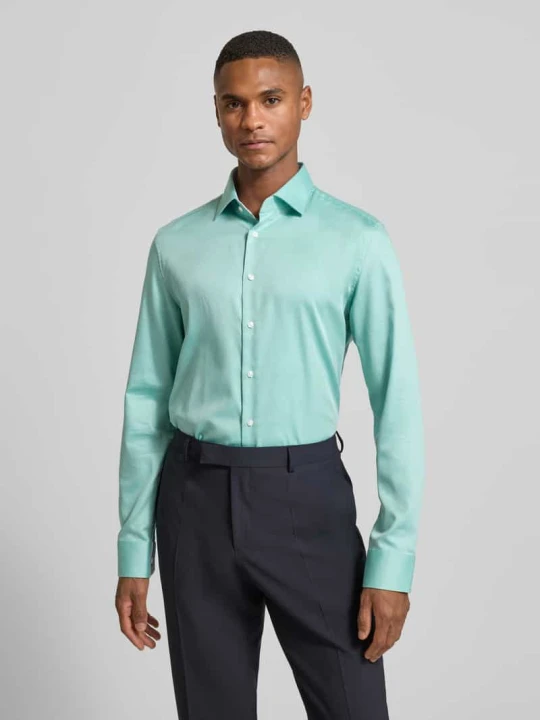 Zdjęcie produktu Koszula o kroju slim fit Biznes z bawełny z kołnierzykiem typu kent Seidensticker Jasnozielony