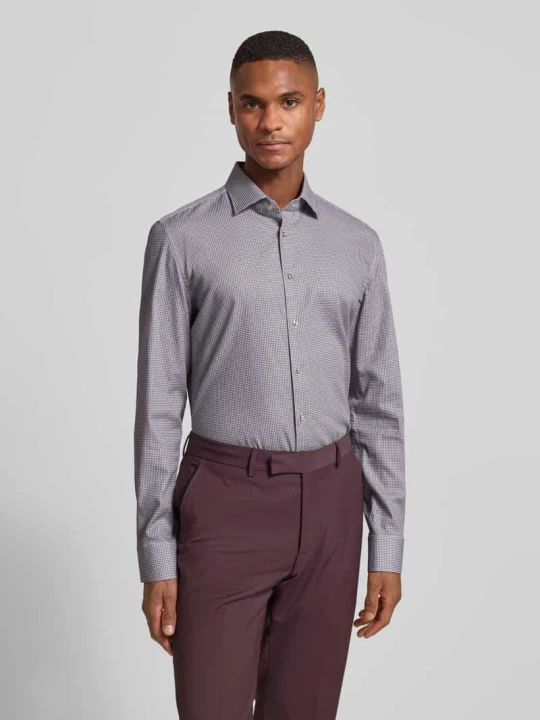 Zdjęcie produktu Koszula biznesowa o kroju slim fit z bawełny z kołnierzykiem typu kent Seidensticker Piaskowy