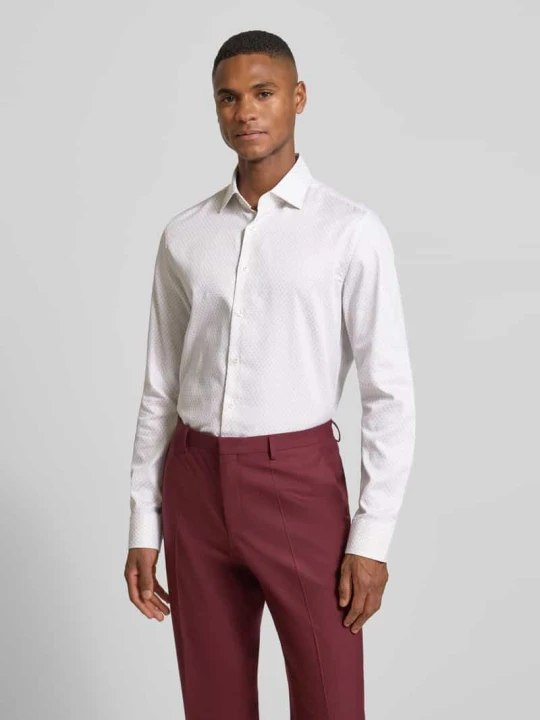 Zdjęcie produktu Koszula biznesowa o kroju slim fit z bawełny z kołnierzykiem typu kent Seidensticker Piaskowy