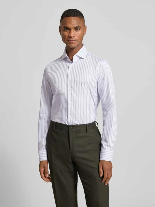 Zdjęcie produktu Koszula biznesowa o kroju slim fit z bawełny z kołnierzykiem typu kent Seidensticker Srebrny