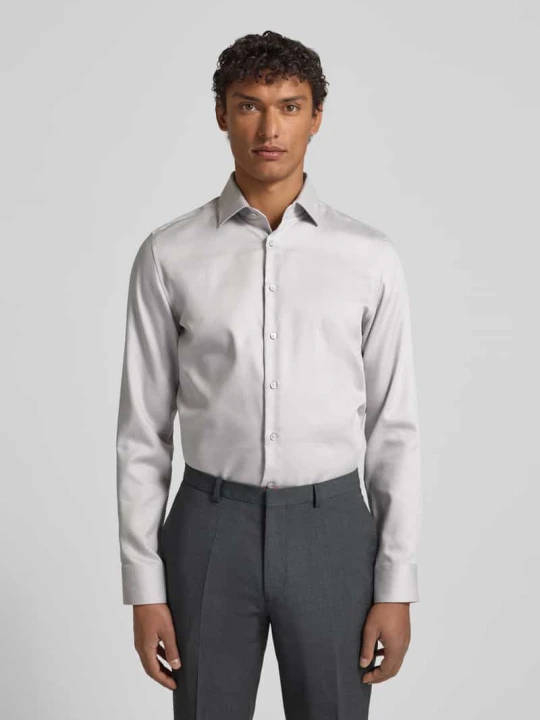 Zdjęcie produktu Koszula o kroju slim fit Biznes z bawełny z kołnierzykiem typu kent Seidensticker Srebrny