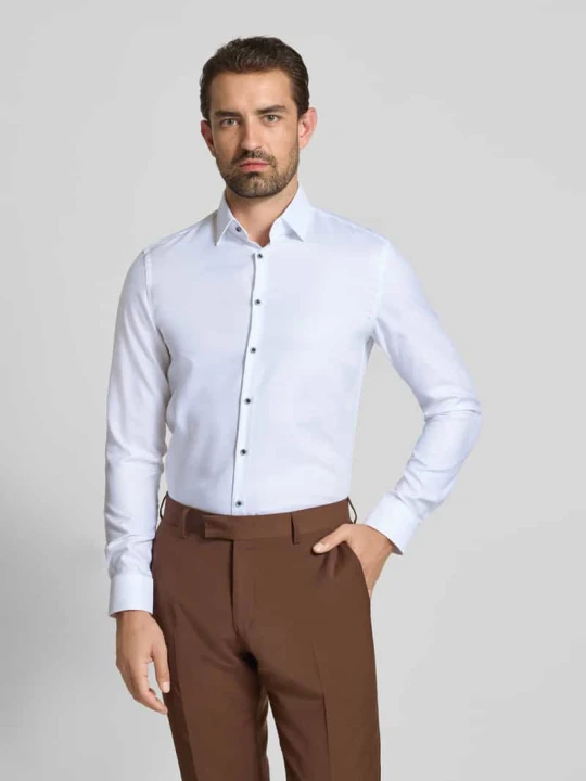 Zdjęcie produktu Koszula biznesowa o kroju slim fit z czystej bawełny z kołnierzykiem typu kent Jake*s Biały