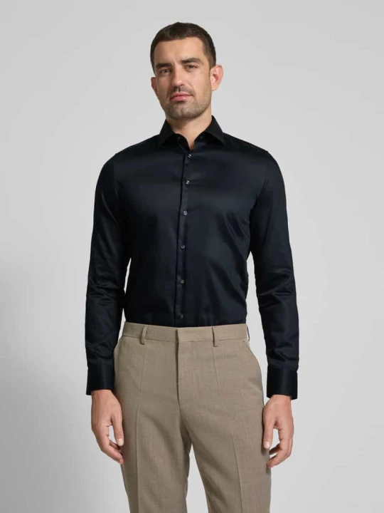 Zdjęcie produktu Koszula o kroju slim fit biznes z kołnierzykiem typu kent z drobnego diagonalu Seidensticker Czarny