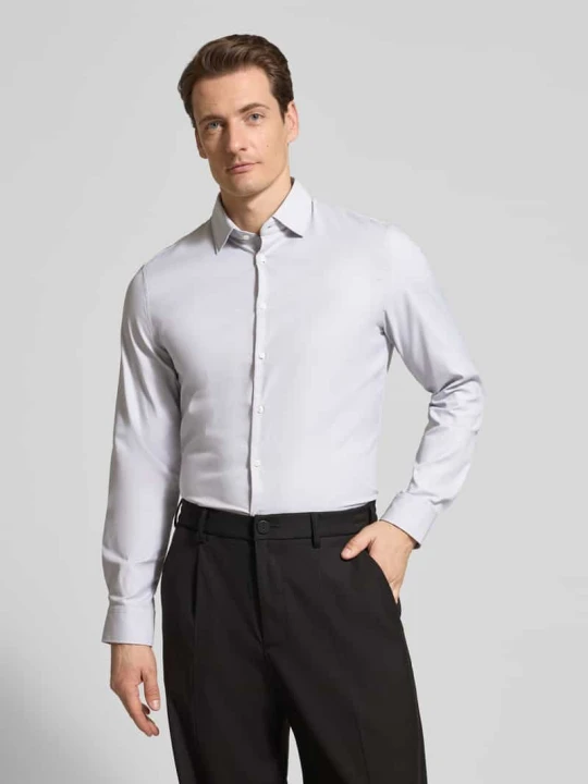 Zdjęcie produktu Koszula biznesowa Slim Fit z kołnierzykiem kent Jake*s Srebrny
