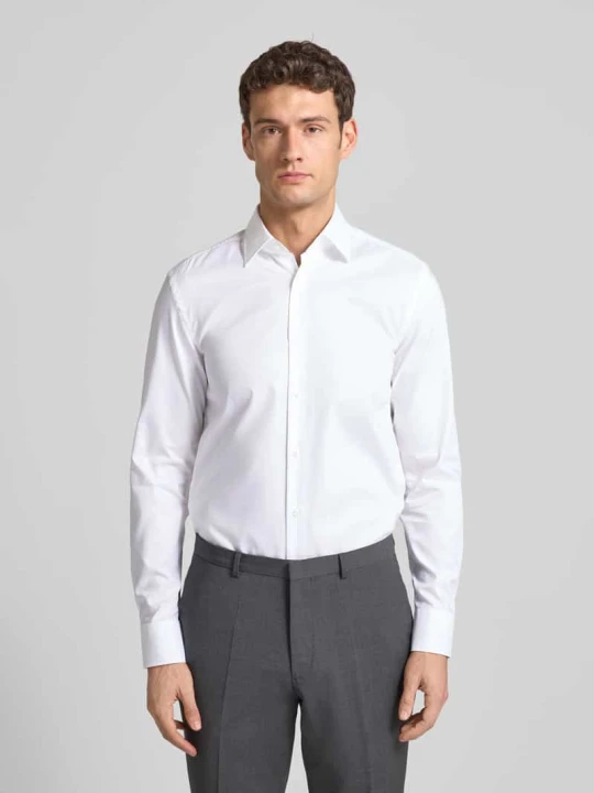 Zdjęcie produktu Koszula biznesowa o kroju slim fit z kołnierzykiem typu kent model ‘Hank Kent’ Boss Biały
