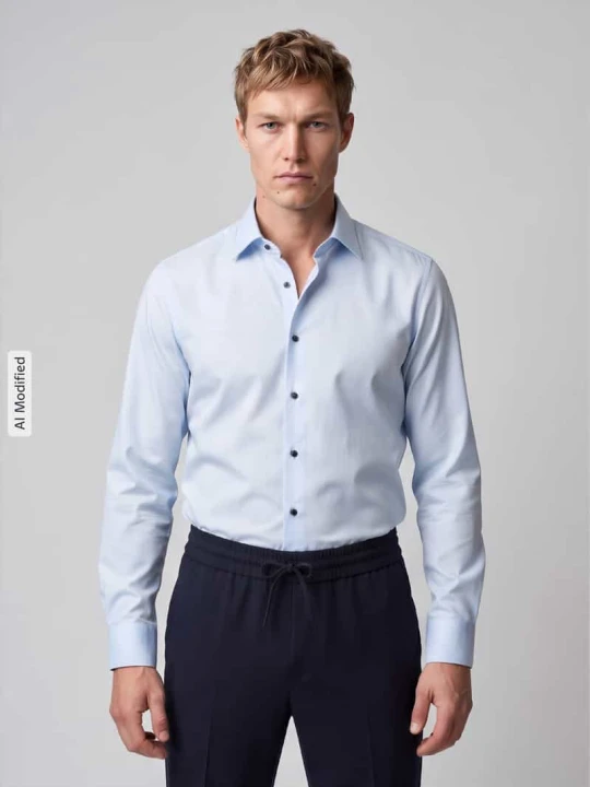 Zdjęcie produktu Body krój slim fit koszula biznesowa z kołnierzykiem typu kent OLYMP Level 5 Błękitny