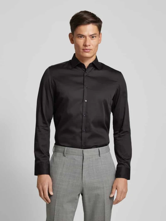 Zdjęcie produktu Koszula biznesowa krój slim fit z kołnierzykiem kent z satyny Seidensticker Czarny
