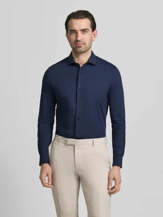Zdjęcie produktu Koszula biznesowa o kroju slim fit z listwą guzikową CRUNA Ciemnoniebieski