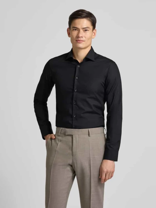 Zdjęcie produktu Koszula o kroju slim fit biznes z listwą guzikową Eterna Czarny