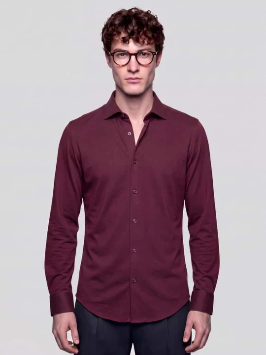Zdjęcie produktu Koszula biznesowa o kroju slim fit z mieszanki bawełny i modalu model 'Light Spread Kent' Seidensticker Bordowy