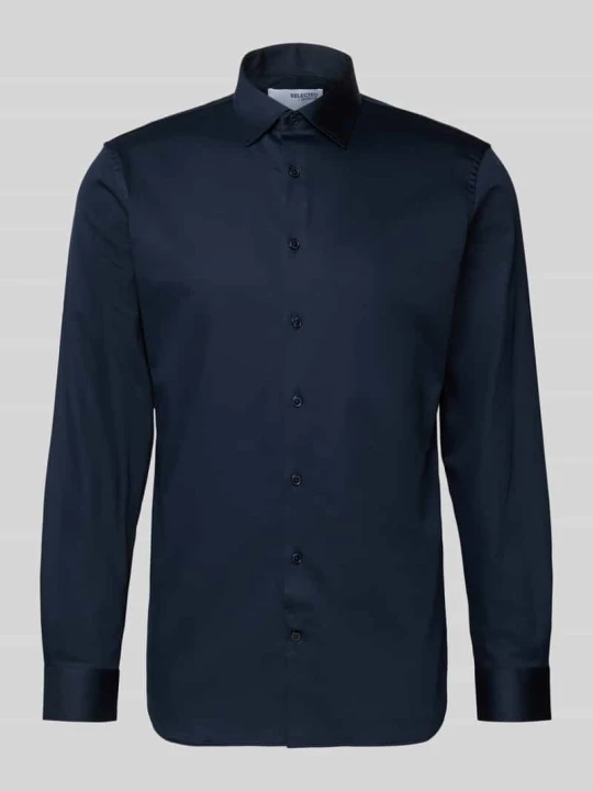 Zdjęcie produktu Koszula biznesowa o kroju slim fit z mieszanki bawełny model 'FILIP' Selected Ciemnoniebieski