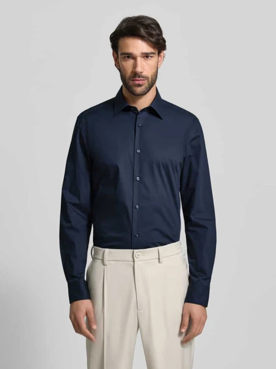 Zdjęcie produktu Koszula biznesowa o kroju slim fit z mieszanki bawełny model „H-HANK” Boss Granatowy