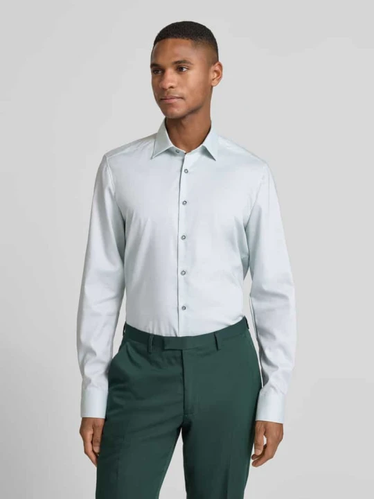 Zdjęcie produktu Koszula biznesowa o kroju slim fit z mieszanki bawełny z kołnierzykiem typu kent OLYMP Level 5 Zielony