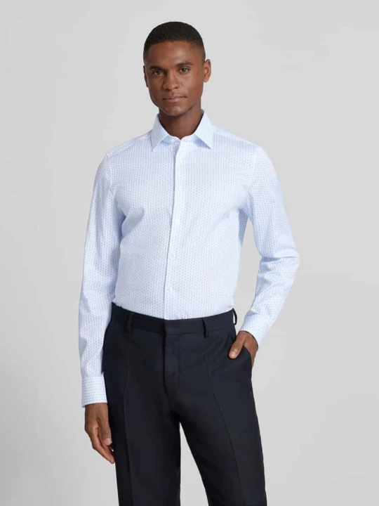 Zdjęcie produktu Koszula biznesowa o kroju slim fit z mieszanki bawełny z kołnierzykiem typu kent OLYMP Level 5 Błękitny