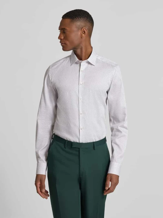 Zdjęcie produktu Koszula biznesowa o kroju slim fit z mieszanki bawełny z kołnierzykiem typu kent OLYMP Level 5 Piaskowy
