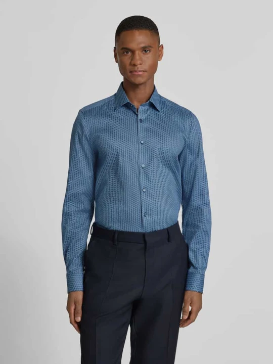 Zdjęcie produktu Koszula biznesowa o kroju slim fit z mieszanki bawełny z kołnierzykiem typu kent OLYMP Level 5 Granatowy