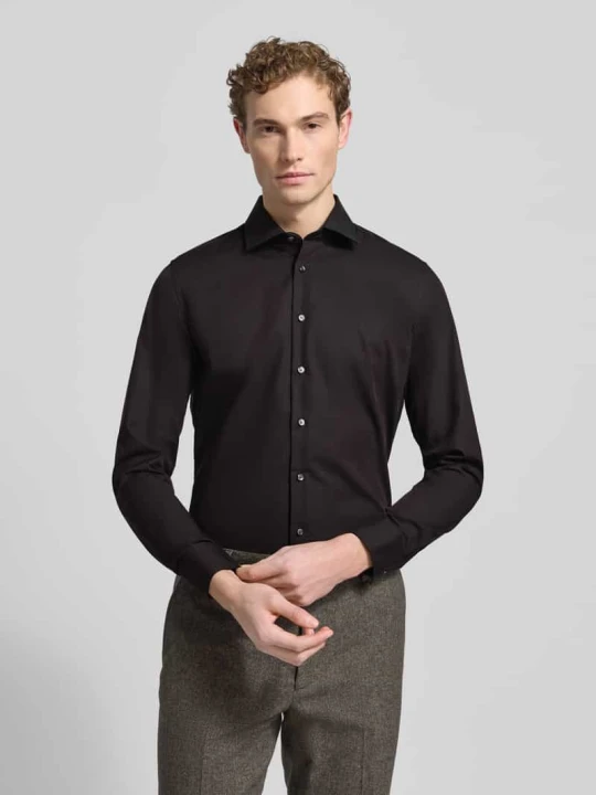 Zdjęcie produktu Koszula biznesowa krój slim fit z kołnierzykiem kent z czystej bawełny Seidensticker Czarny
