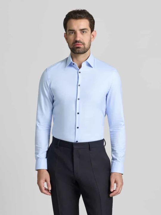 Zdjęcie produktu Koszula biznesowa o kroju super slim fit z bawełny z kołnierzykiem typu kent Jake*s Błękitny