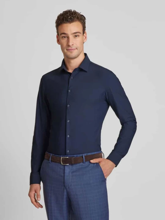 Zdjęcie produktu Super krój slim fit koszula biznesowa z kołnierzykiem kent Jake*s Granatowy