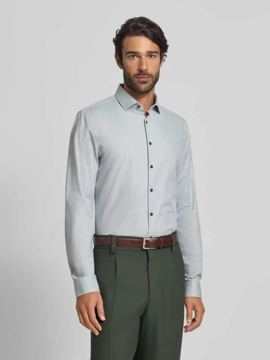 Zdjęcie produktu Super krój slim fit koszula biznesowa z mieszanki bawełny OLYMP No. Six Srebrny