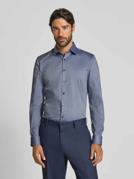 Zdjęcie produktu Koszula biznesowa o kroju Super Slim Fit z kołnierzykiem typu kent OLYMP No. Six Granatowy