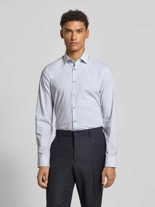 Zdjęcie produktu Super krój slim fit koszula biznesowa z mieszanki bawełny OLYMP No. Six Srebrny