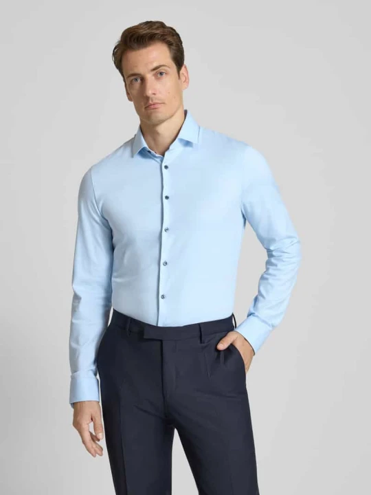 Zdjęcie produktu Super krój slim fit koszula biznesowa z mieszanki bawełny OLYMP No. Six Błękitny