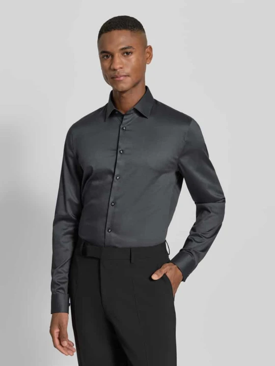 Zdjęcie produktu Super krój slim fit koszula biznesowa z mieszanki bawełny OLYMP No. Six Antracytowy