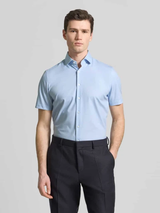 Zdjęcie produktu Koszula biznesowa w krótkim rękawie, krój slim fit, model 'Modern' OLYMP Level 5 Błękitny
