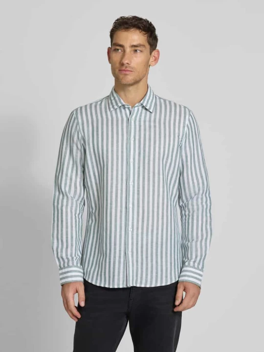 Zdjęcie produktu Koszula biznesowa z mieszanki lnu o kroju slim fit z kołnierzem kent Jake*s Ciemnozielony