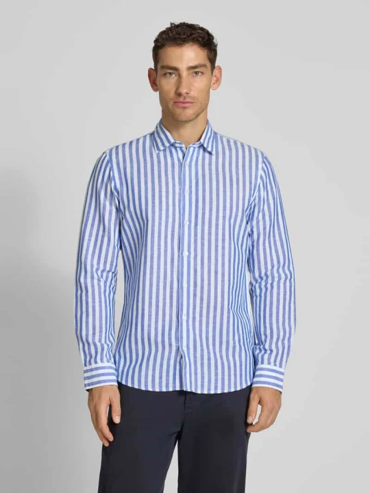 Zdjęcie produktu Koszula biznesowa z mieszanki lnu o kroju slim fit z kołnierzem kent Jake*s Królewski niebieski