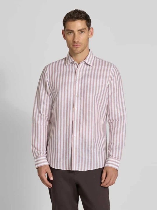 Zdjęcie produktu Koszula biznesowa z mieszanki lnu o kroju slim fit z kołnierzem kent Jake*s Brudnoróżowy